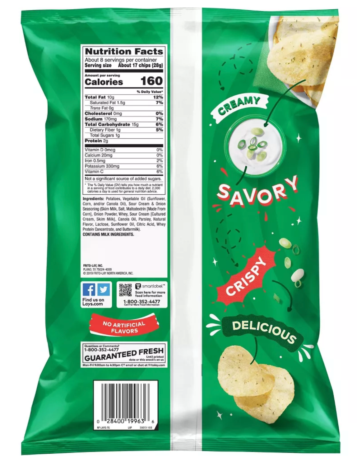Lay's Sour Cream & Onion Potato Chips - 7.75oz