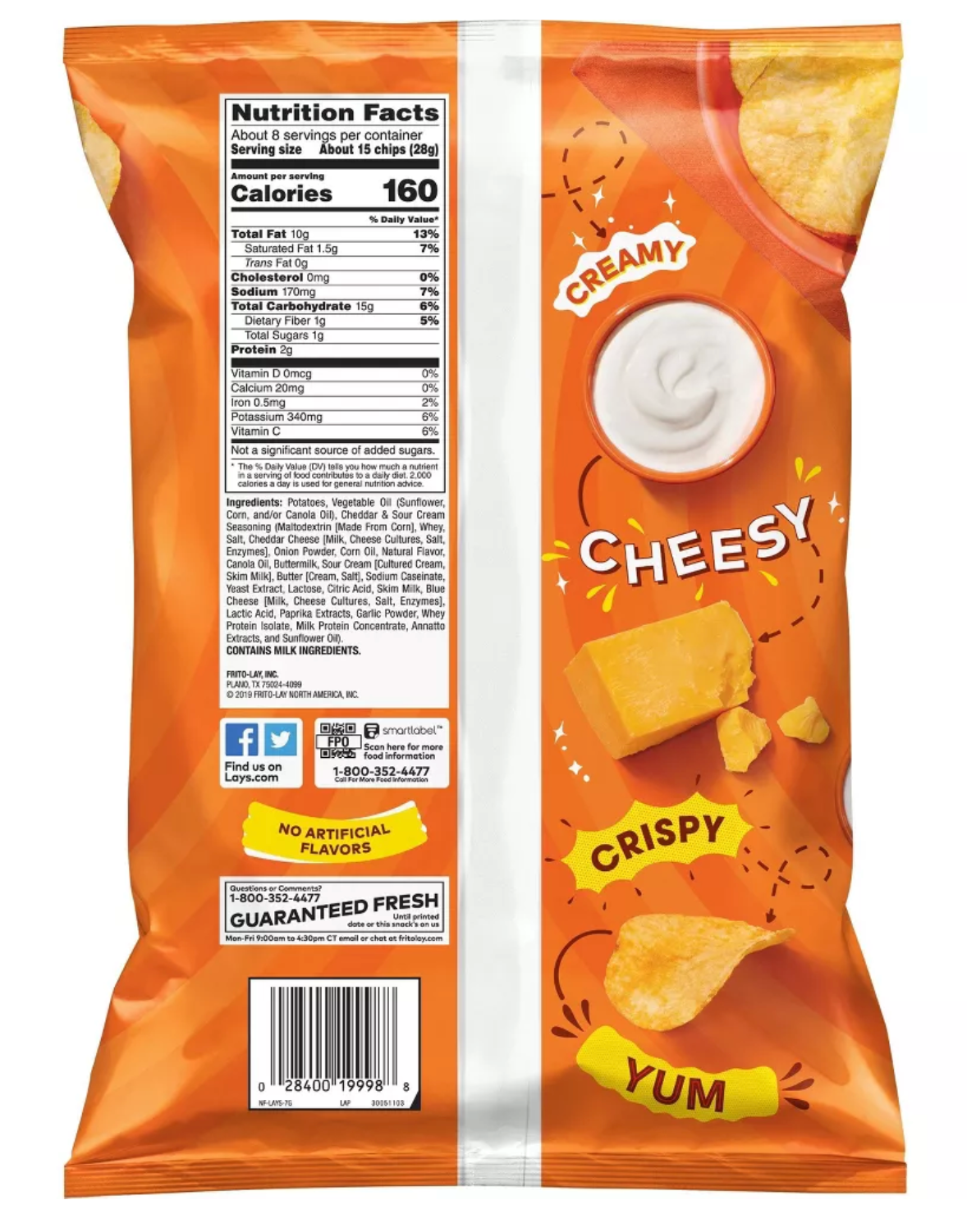 Lay's Cheddar & Sour Cream Potato Chips - 7.75oz