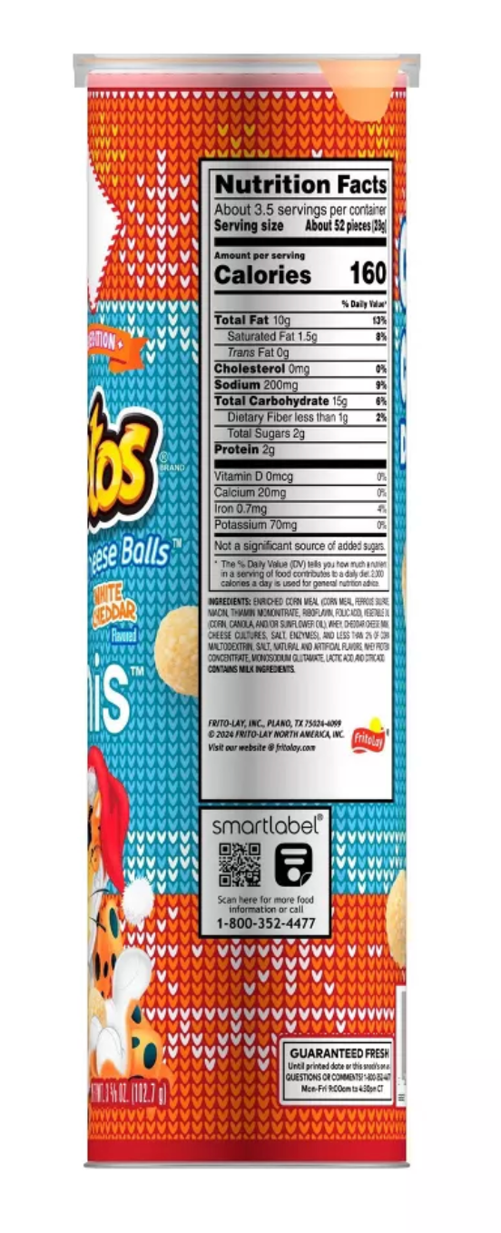 Cheetos Minis Snowy Cheese Balls White Cheddar - 3.625oz