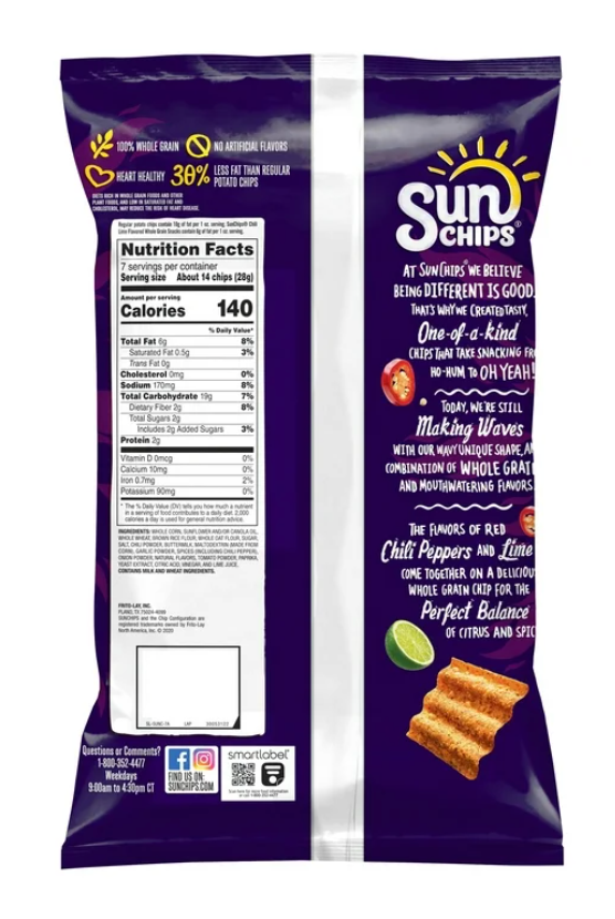 Sun Chips Chili Limon - 7oz