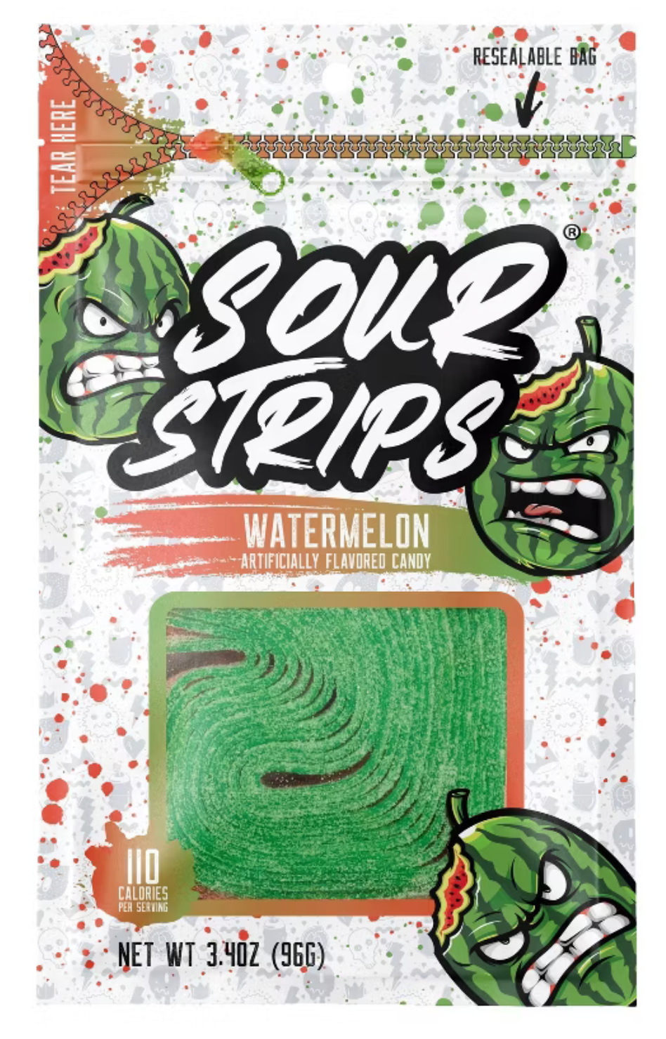Sour Strips Watermelon Candy - 3.4oz
