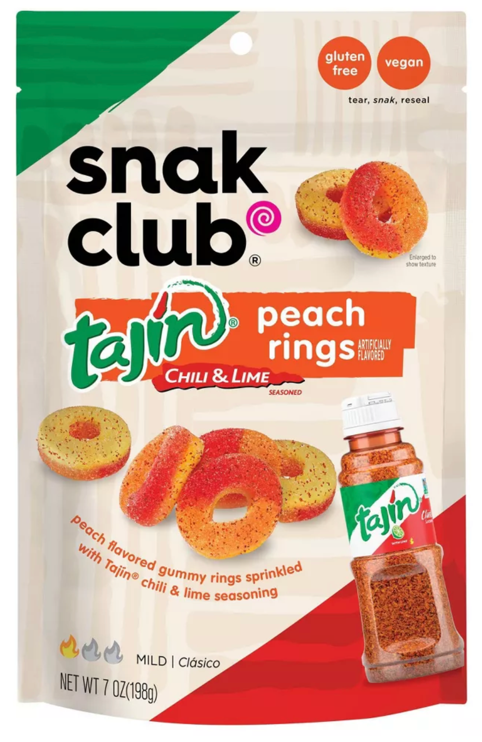 Snack Club Tajin Peach Rings Candy - 7oz