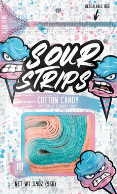 Sour Strips Cotton Candy - 3.4oz