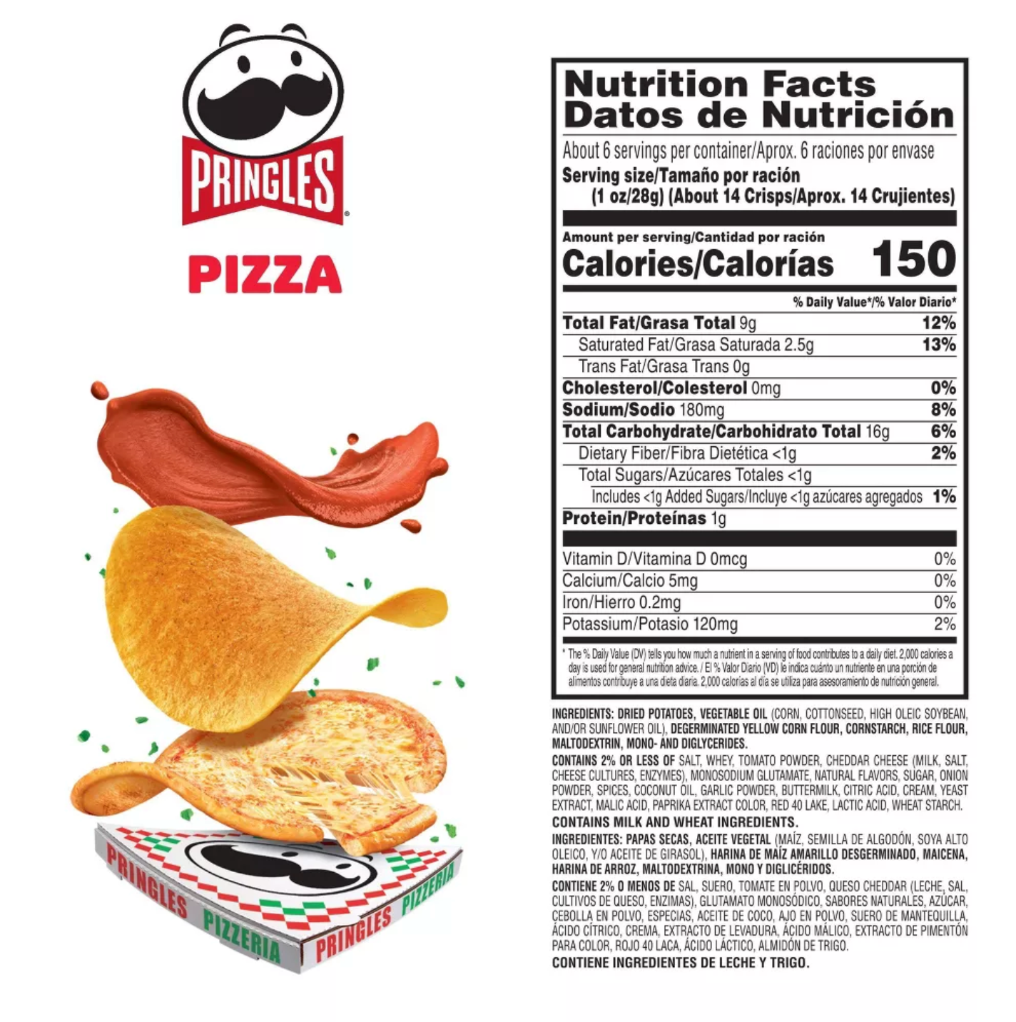 Pringles Pizza Flavored Potato Crisps Chips - 5.5oz