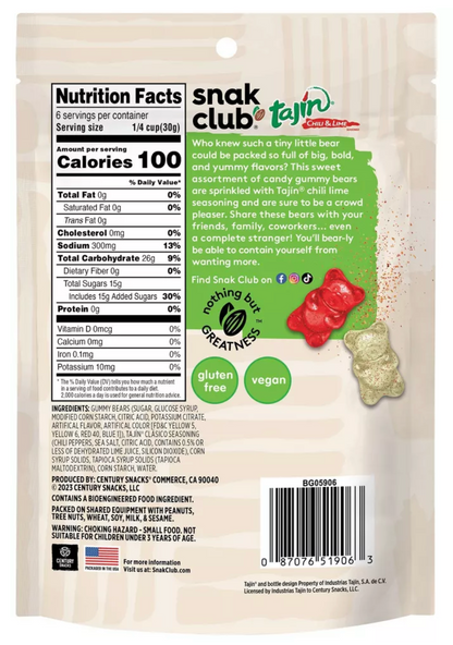 Snack Club Tajin Gummy Bears Candy - 6.5oz