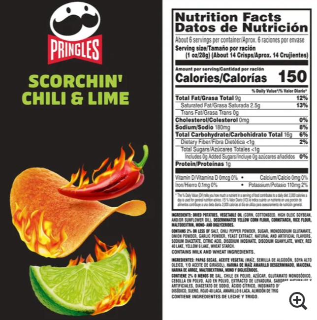 Pringles Scorchin' Chili and Lime Crisps - 5.5oz