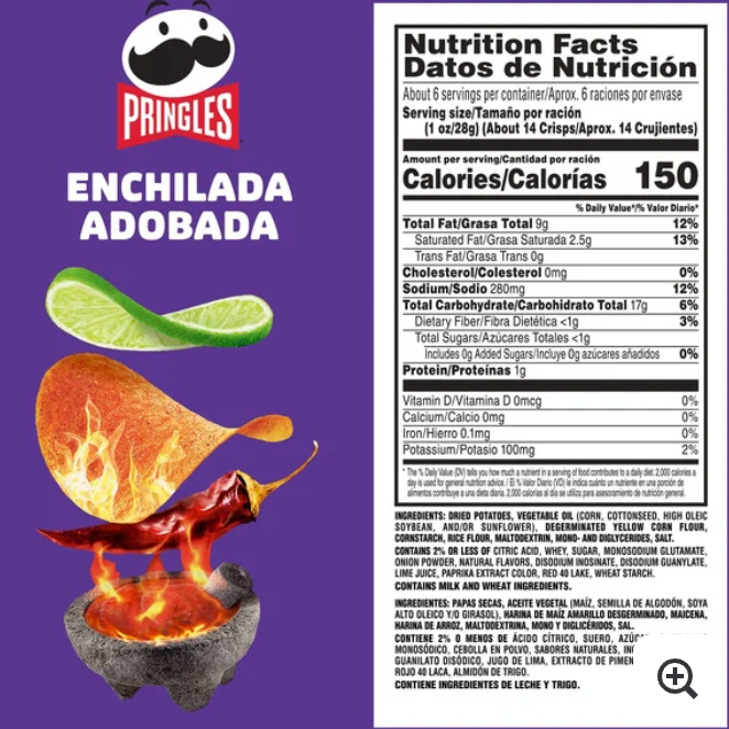 Pringles Potato Enchilada Adobada Crisps - 5.5oz