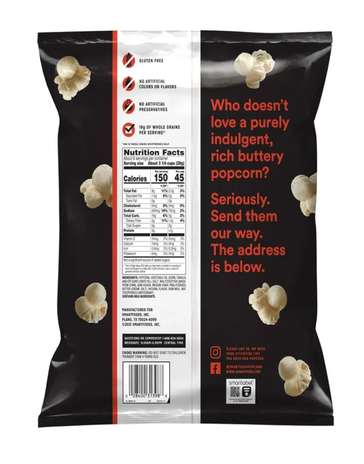 Smartfood Popcorn Movie Theater Butter - 6.25oz