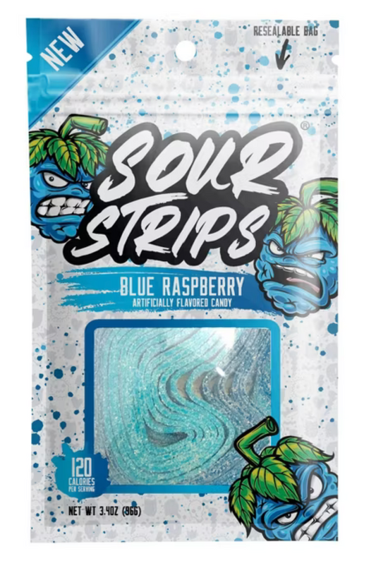 Sour Strips Blue Raspberry Candy - 3.4oz