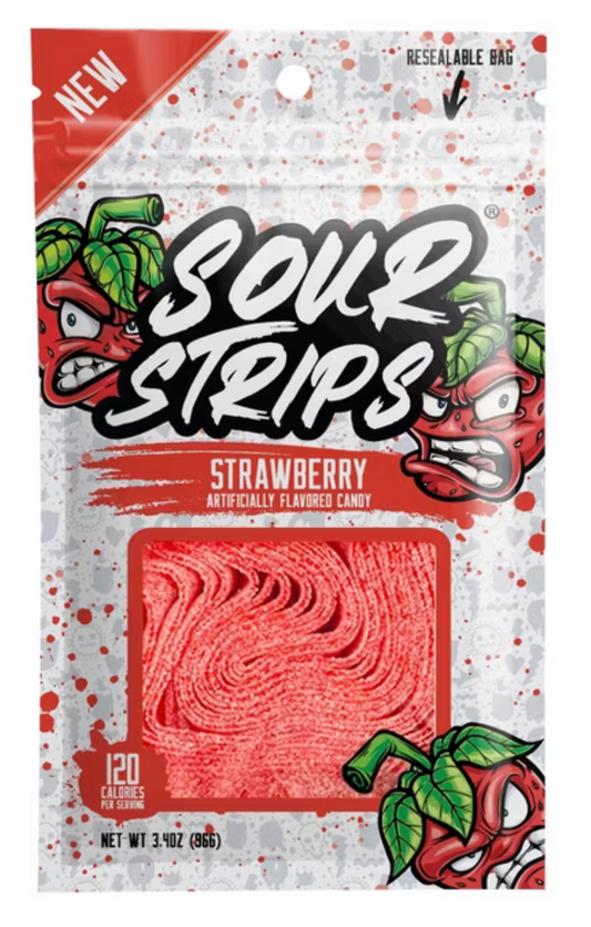 Sour Strips Strawberry Candy - 3.4oz