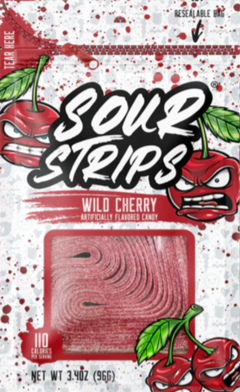 Sour Strips Wild Cherry Candy - 3.4oz